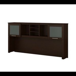 Black computer desk with hutch